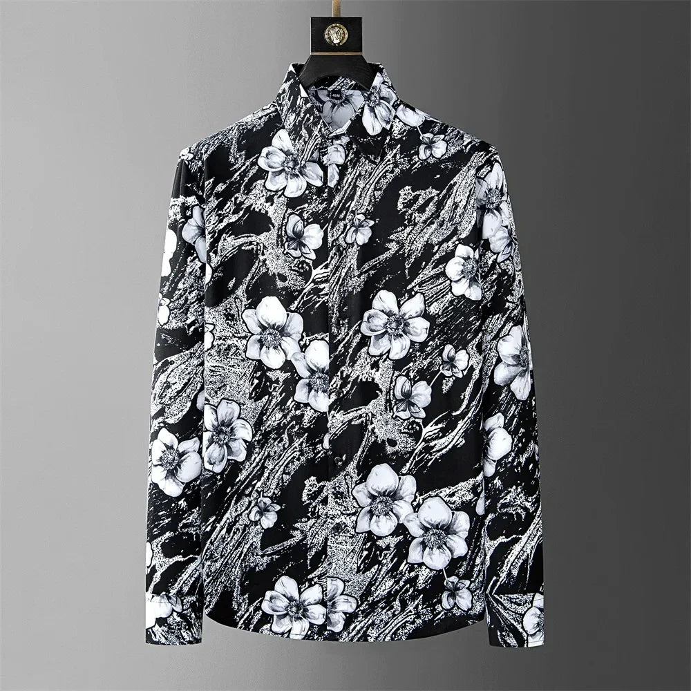 Crown Print Shirt Men's Long Sleeve Casual Shirt High Quality Fashion Popular Premium Plus Size Men's Clothing Disfraz De Hombre