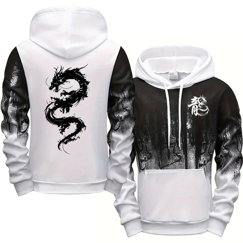 Fashion Men Single Piece Sweatshirts Sweatpants Versatile Men's Tracksuit Casual Comfort Daily Sports Simple Splashed Ink Hoodie