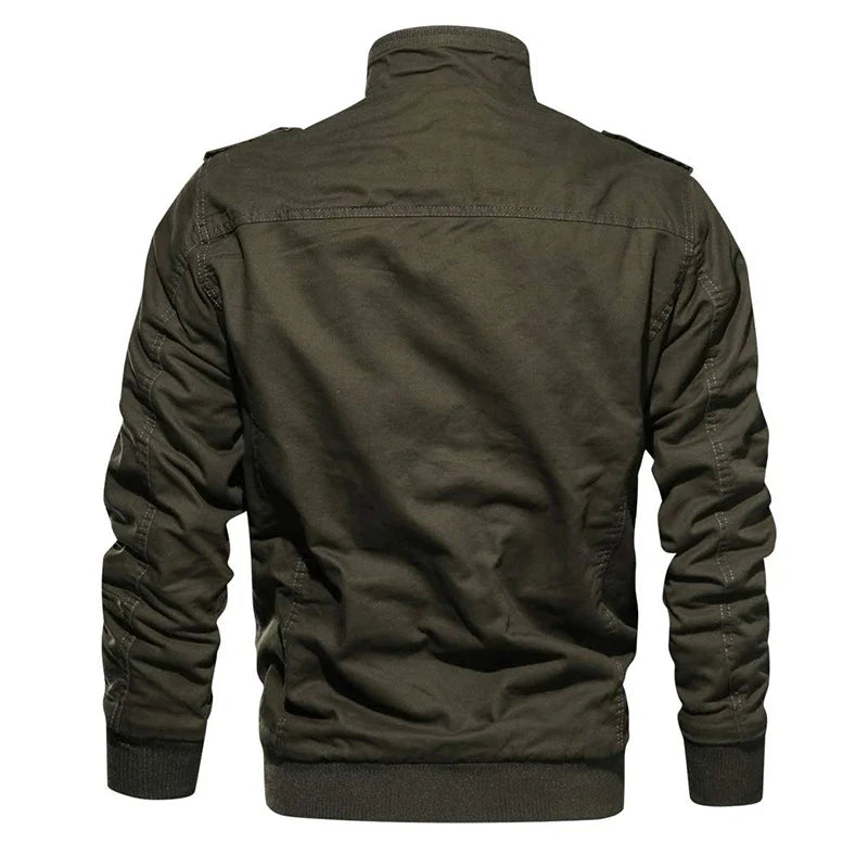 MAGCOMSEN Men's Fleece Jackets Windbreaker Coats Fall Winter Thermal Bomber Jackets Multi-pockets Stand Collar Motorcycle Jacket