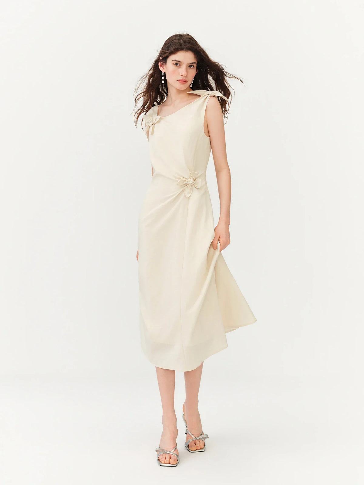Summer Women's French Style Spaghetti Strap Slip Elegant Dress Waist-Cinching Maxi Coquette Effortless Style