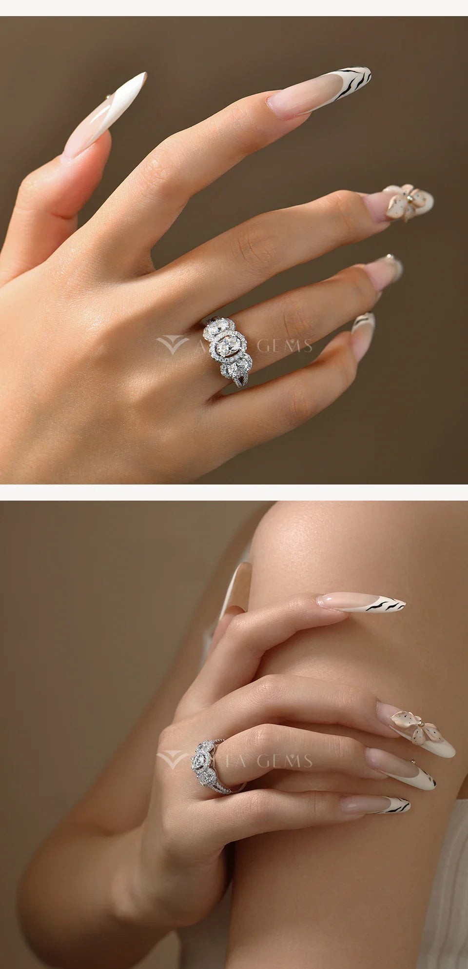 S925 Silver Lab Moissanite Rings for Women Sparkling 3pc Diamond 18k Gold Plated Ring Luxury Romantic Engagement Jewelry