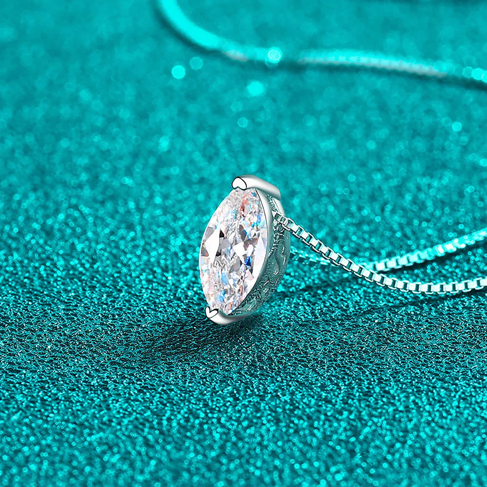 1CT Marquise Moissanite Pendant Neckalce 925 Sterling Silver Plated Gold Water Drop Diamond Necklaces Certified For Women Daily