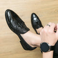 Business Dress Shoes Men's Oxfords Genuine Leather Pointy Toe Lace Up High Quality Office Wedding Formal Shoes For Men Black