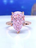 Fashionable, niche, high-end,versatile 925 sterling silver droplet pink diamond ring inlaid with high carbon diamond temperament