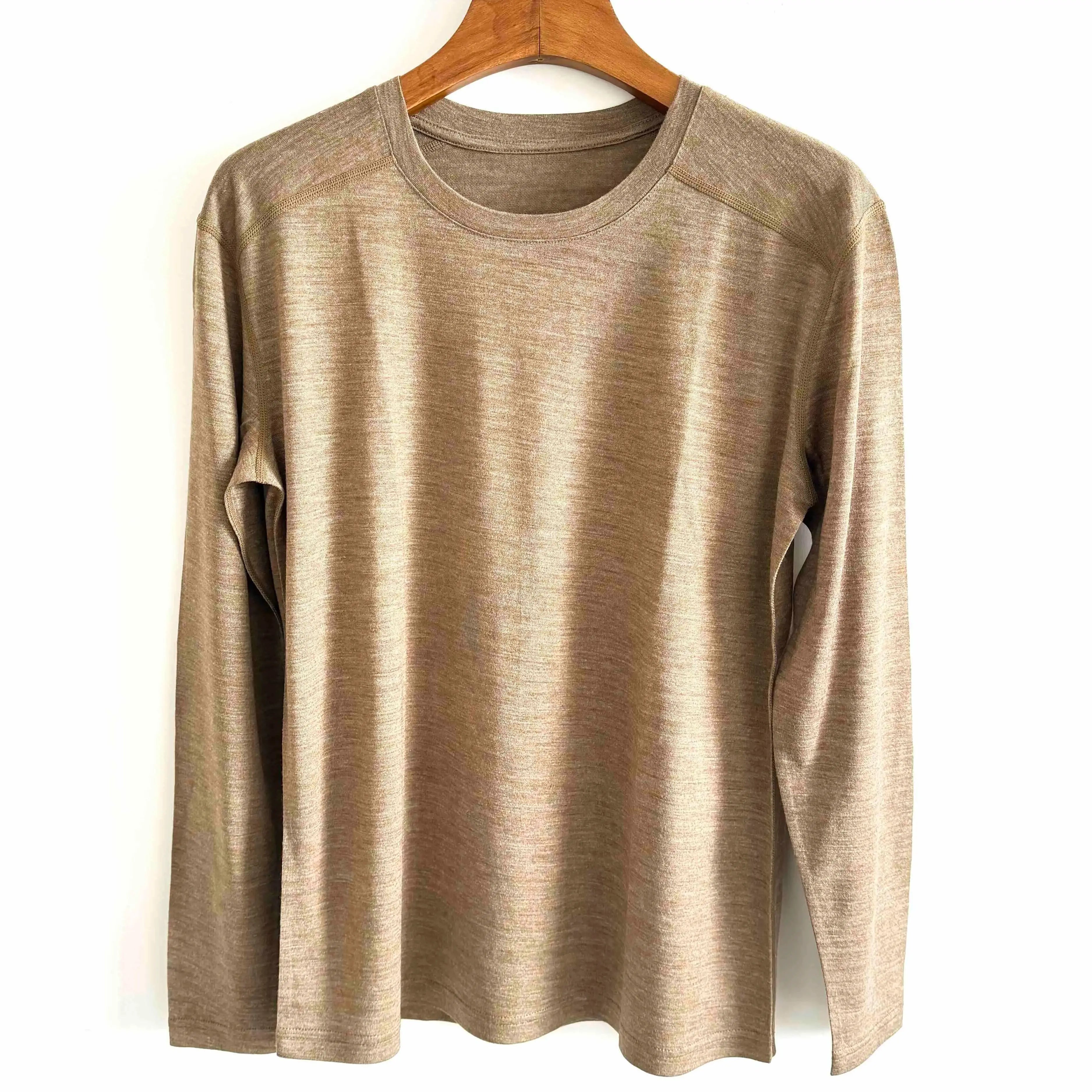 100% Merino Wool men long sleeve T Shirt Thermal Base Laye Wool Shirt 200gsm Wicking Breathable Anti-Odor