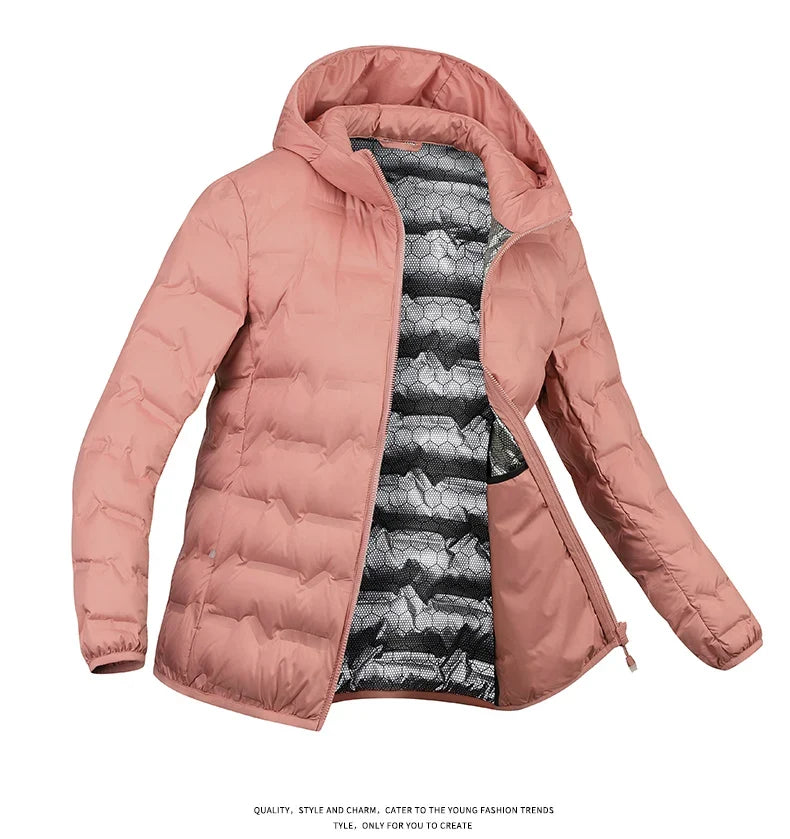 Winter Warm Down Jacket Women Hiking Camping Climbing Trekking Graphene Lining Coat Duck Down Lightweight Padding Jackets