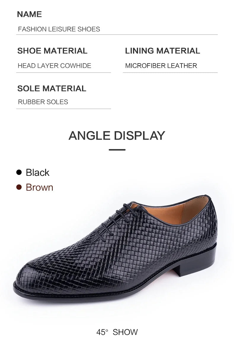 Luxury Genuine Leather Shoes Men Oxford Casual Business Office Shoes Comfortable Formal Lace Up Pointed Toe Dress Wedding Shoes