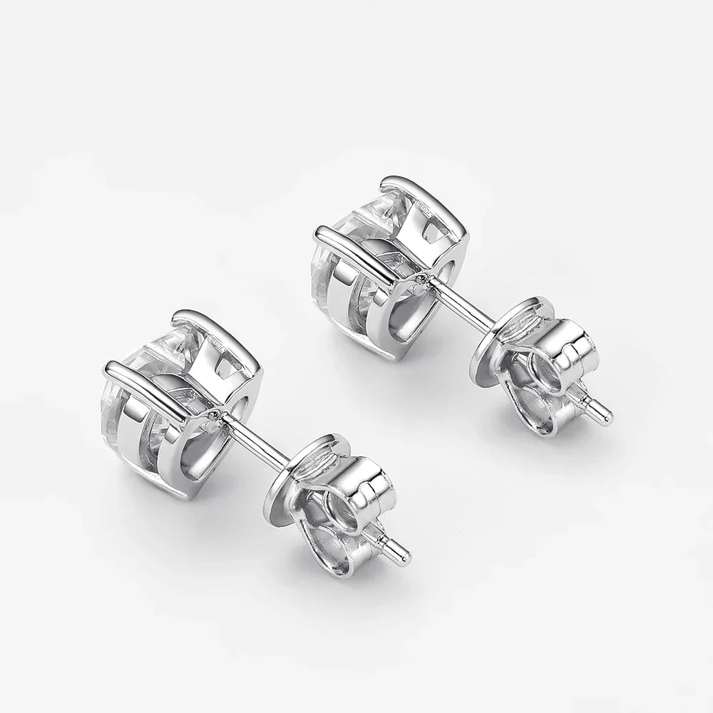 925 Sterling Silver 6.5*6.5mm Heart Moissanite Diamond Women Ear Studs Earrings Wedding Engagement Fine Jewelry Wholesale