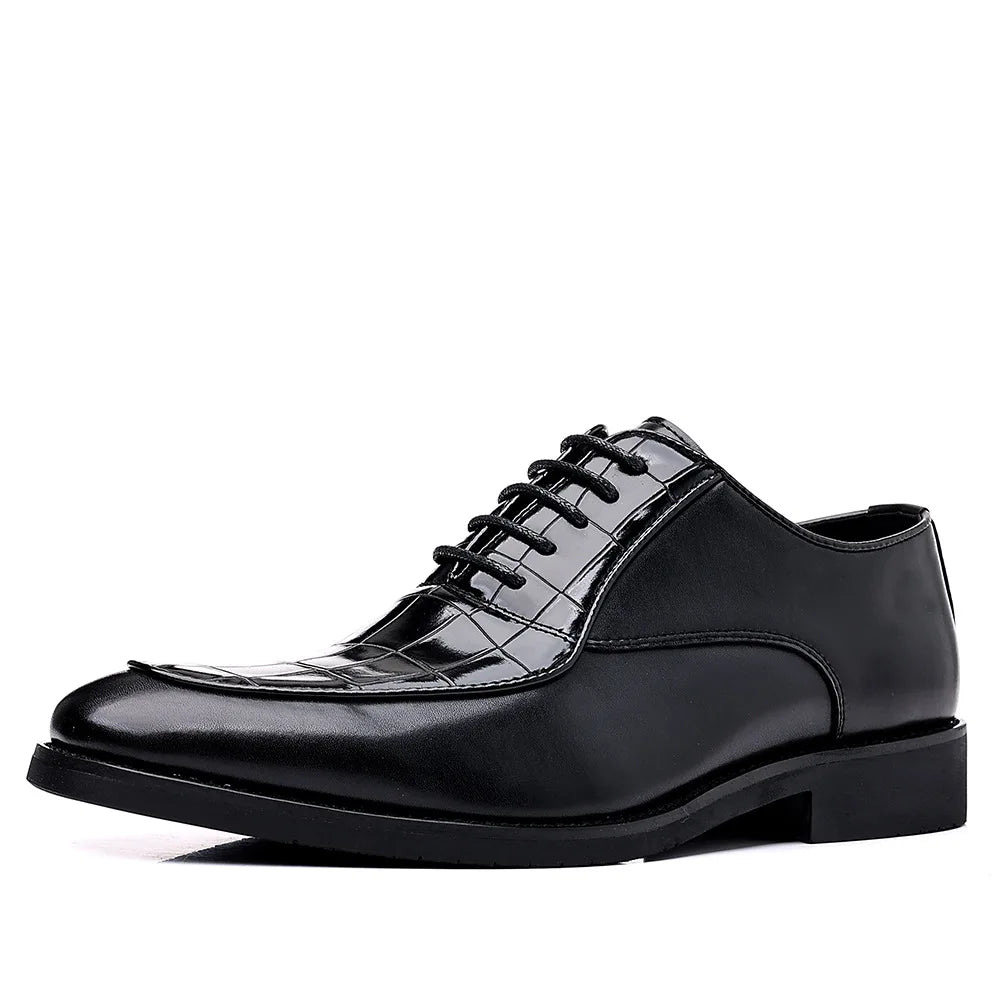 Casual Checkered Retro Business Men's Shoes Soft Sole Big Size Wedding Shoes Male Spring Autumn Lace Designer Leather Shoe Man