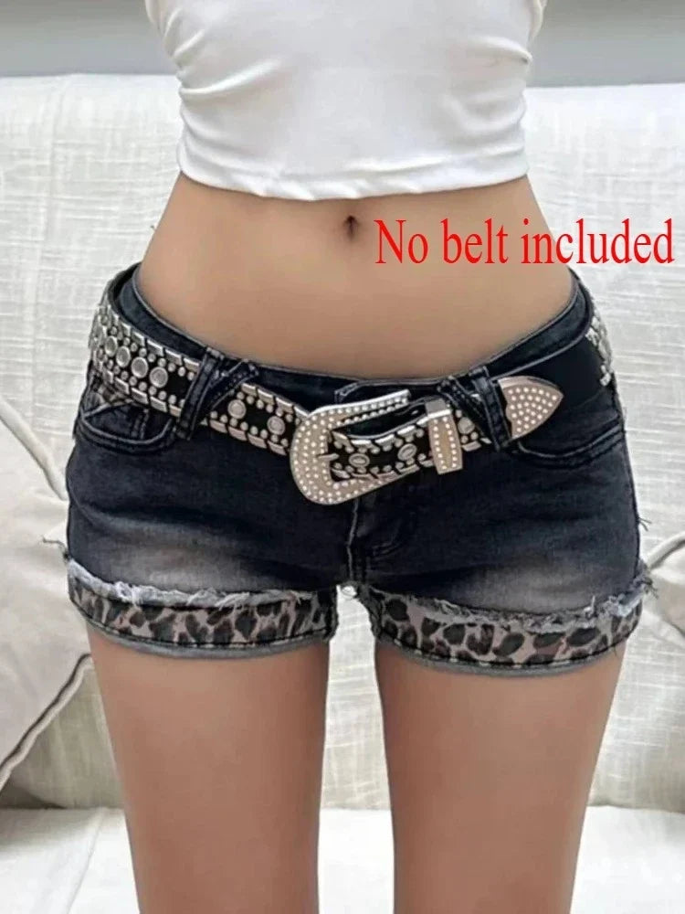 Women's Tassel Denim Shorts Streetwear Low Waist Mini Jeans Shorts 2000s Vintage Y2k Cowboy Short Pants Harajuku Clothes