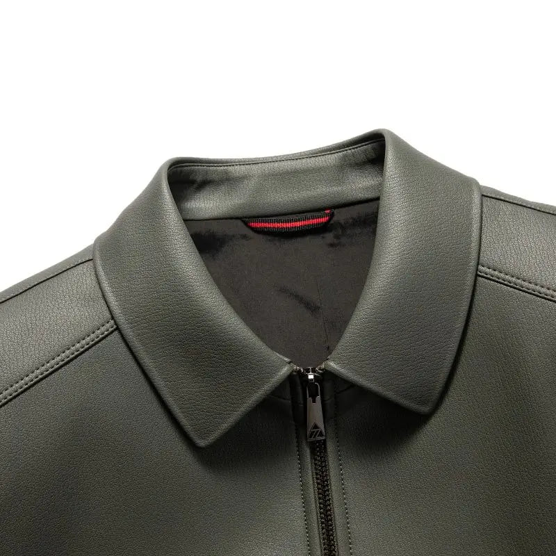 Men's Fashion Casual Large-Sized Goatskin Leather Jacket Lapel Coat High-End Spring Autumn 2025