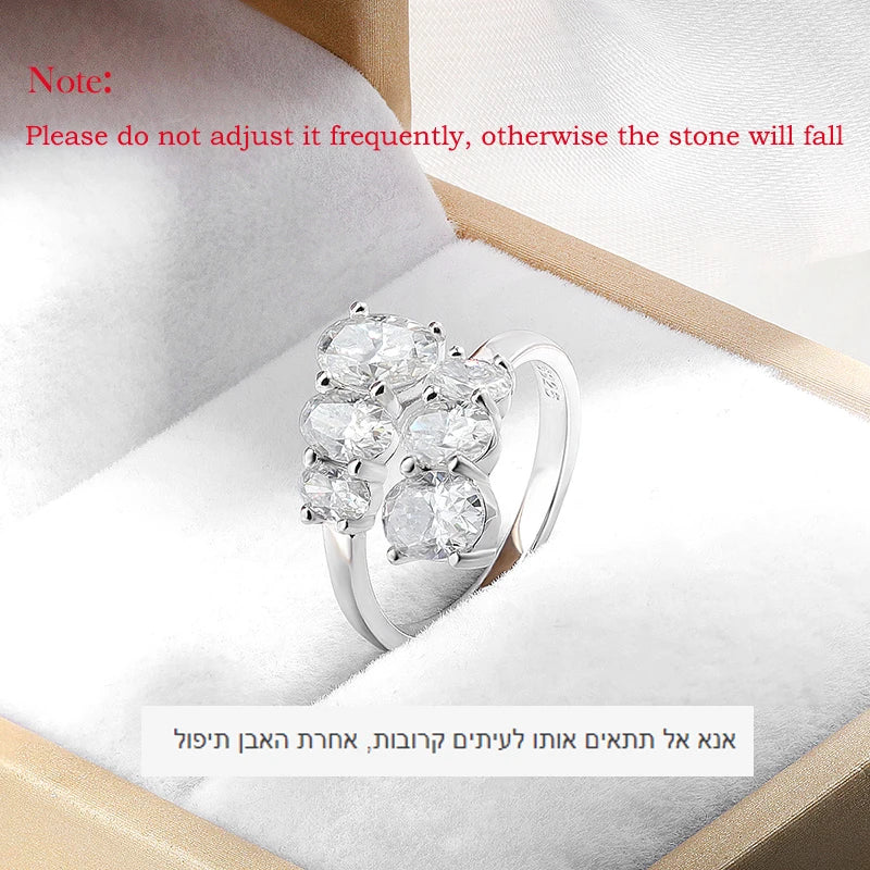 3.6CTTW Certified Full Moissanite Wedding Rings for Women Sparkling Bride Lab Diamond Band Pure 925 Silver Plated 18K