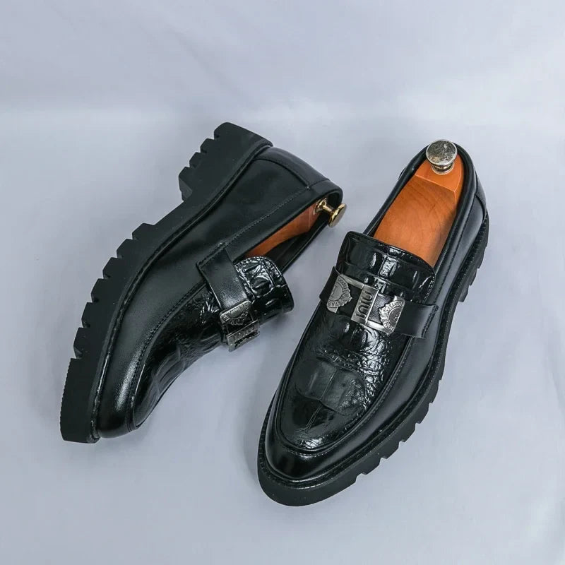 Mens Loafers Party Business Thick Soled Men Leather Shoes Dress Platform Shoes Comfortable Fashion New Casual Shoes for Men