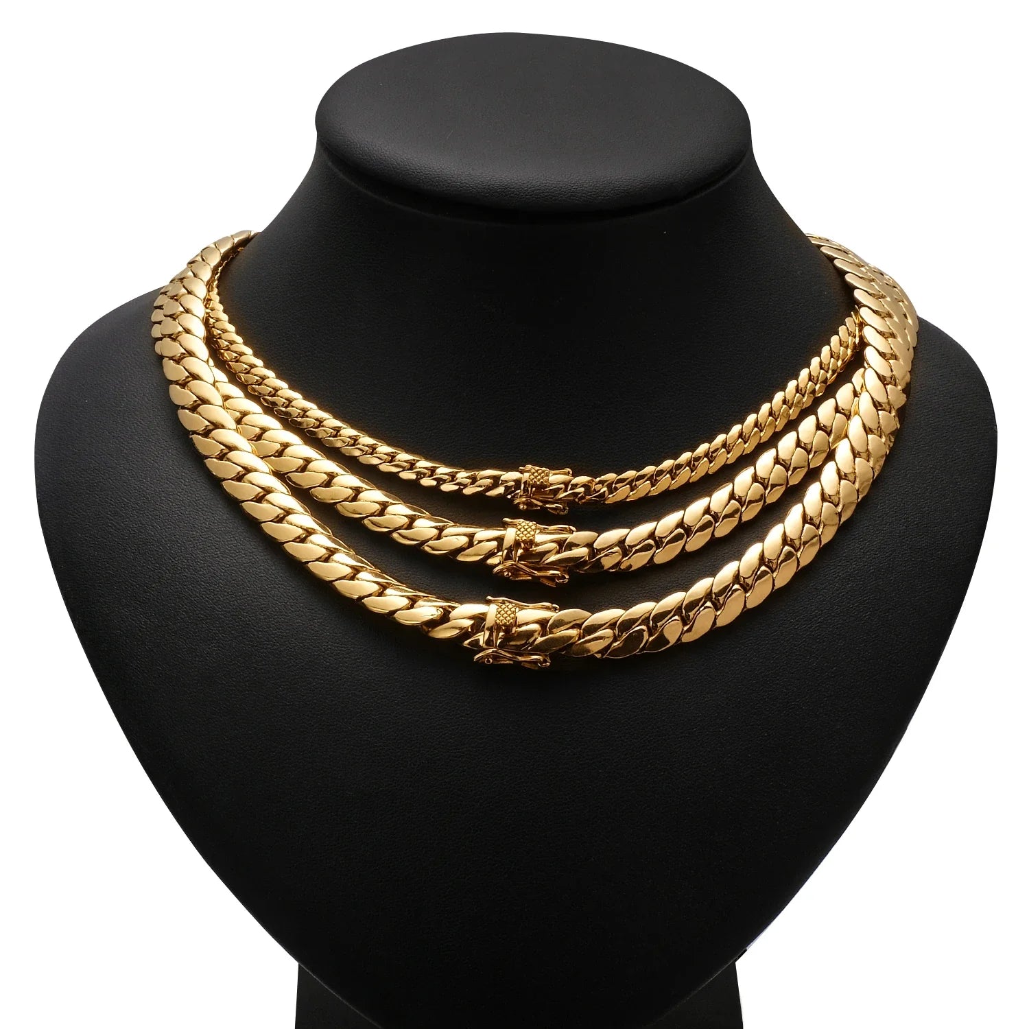 Hip Hop Bling Gold Cuban Link Chain Necklace For Men, Rapper Style Tank Chain Jewelry, Trendy Whip Chain Necklace