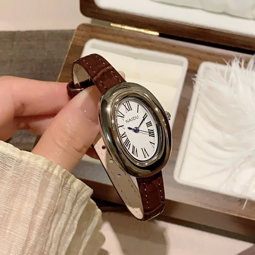 Fashion Oval Dial Women's Watch Casual Leather Band Analog Quartz Watches Female Wristwatch Dropshipping Clock Reloj De Mujer