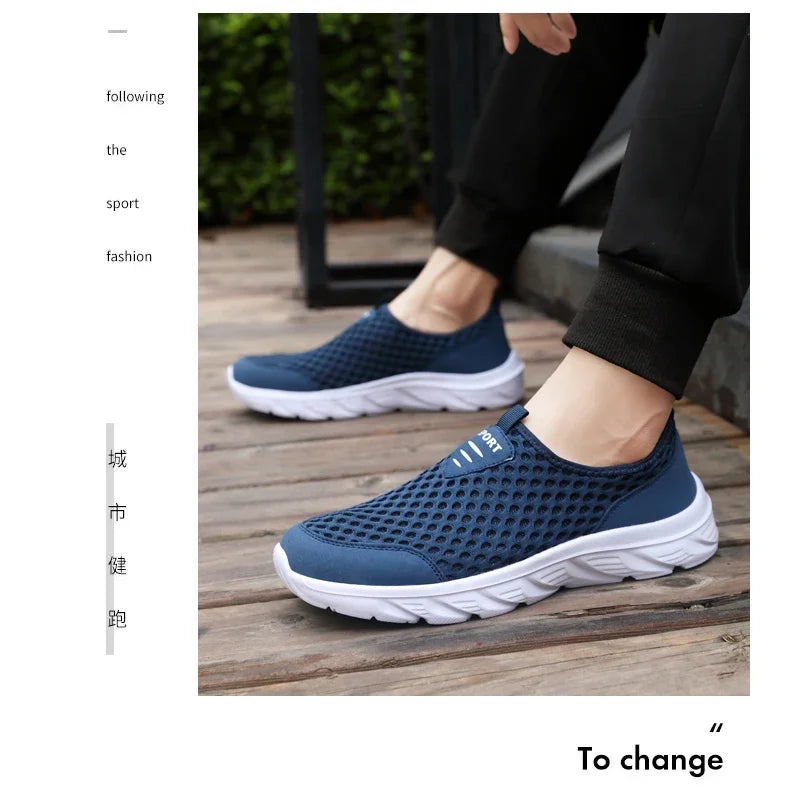 Lightweight Men Casual Shoes Breathable Slip on Male Casual Sneakers Anti-slip Men's Flats Outdoor Walking Shoes Size 39-46