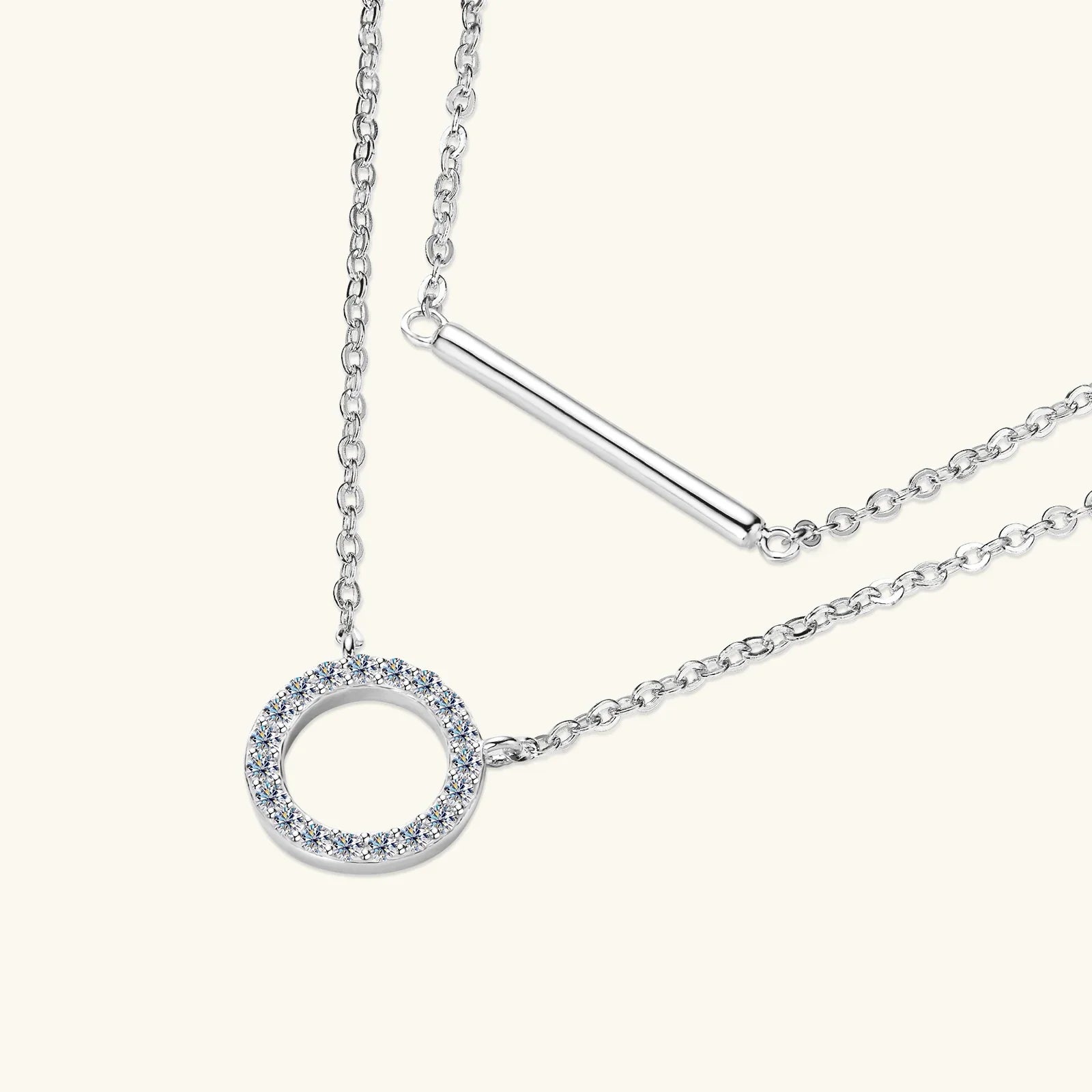 Dainty 1.5mm Moissanite Necklace for Women 14K Gold/Sterling Silver Plated Double Layer Chain Trendy Jewelry Gifts