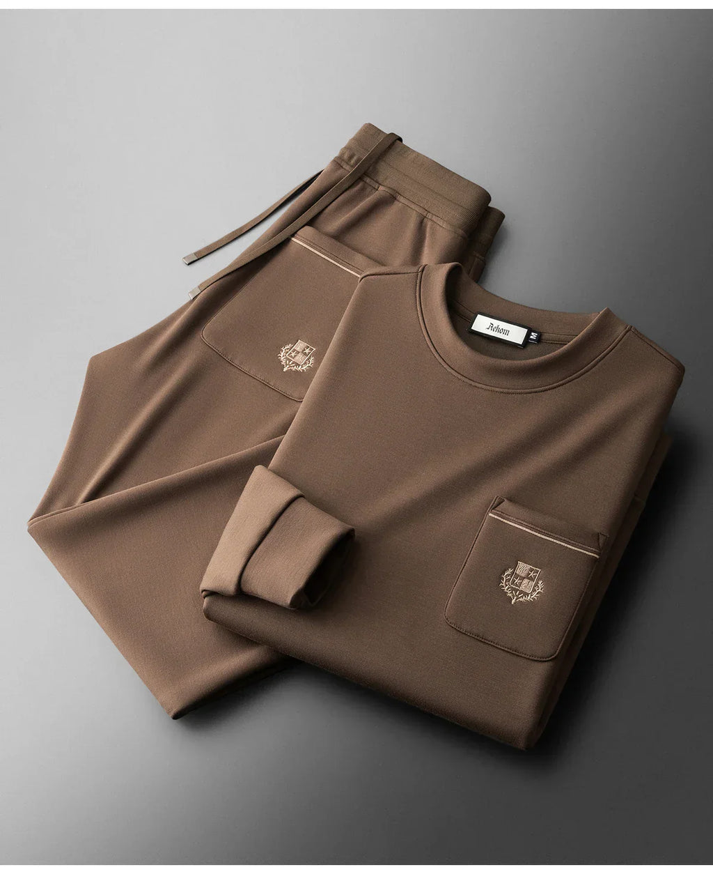 Autumn Light Luxury Italian Old Money Style Two-piece comfortable air-layer cotton men's sweatshirt casual sportswear set