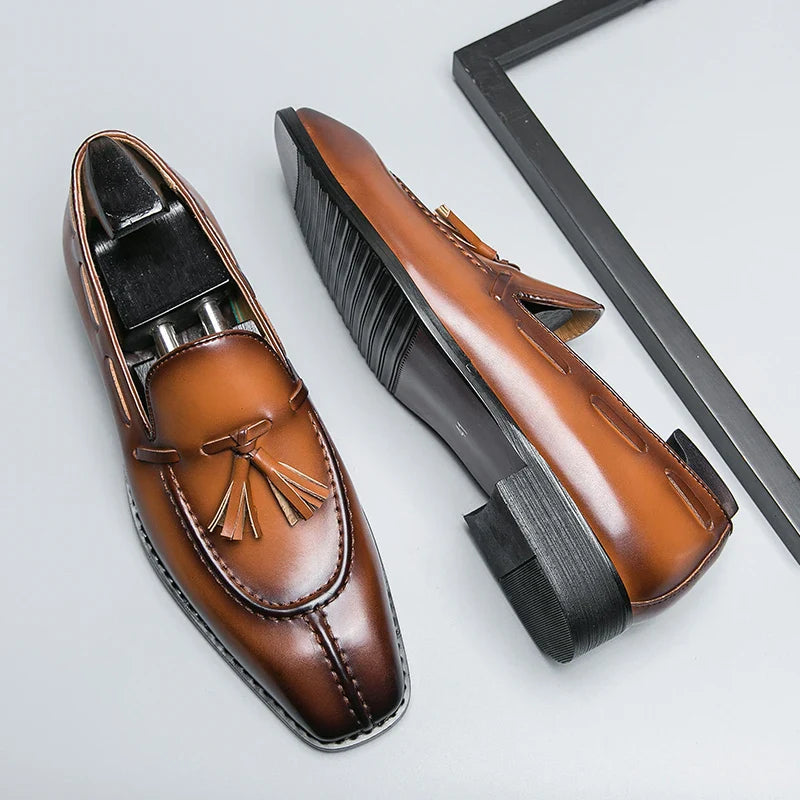 Fashion Shoe Office Shoes for Men Casual Shoes Breathable Leather Loafers Mens Driving Moccasins Comfortable Slip on 2023 Brown
