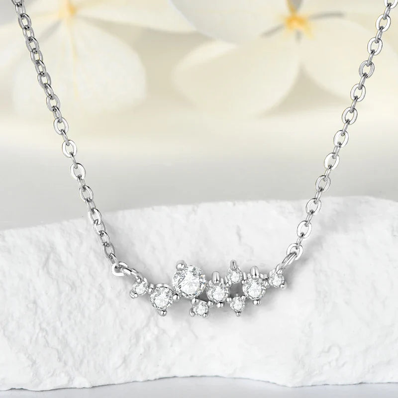 Moissanite Diamond Necklace Ring 925 Sterling Silver Cluster Pendant Jewelry Set For Women Laides Engagement Rings Gift