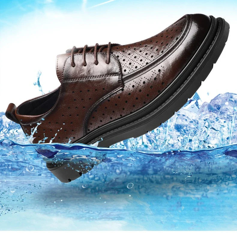 British Style Business Derby Shoes for Men Spring Summer Breathable Dress Shoes Male Fashion Casual Leather Wedding Shoe Man