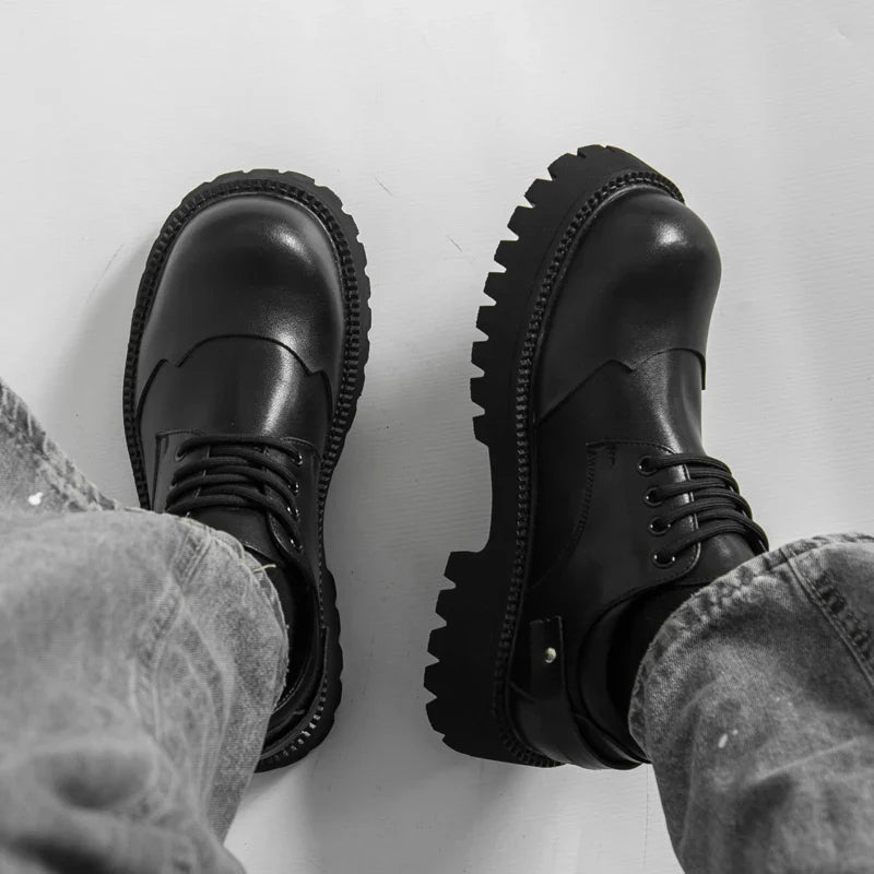 British Style Brogue Men's Oxford Shoes Thick-soled Casual Shoes Comfortable Male Business Shoes Lace-up Formal Dress Footwear