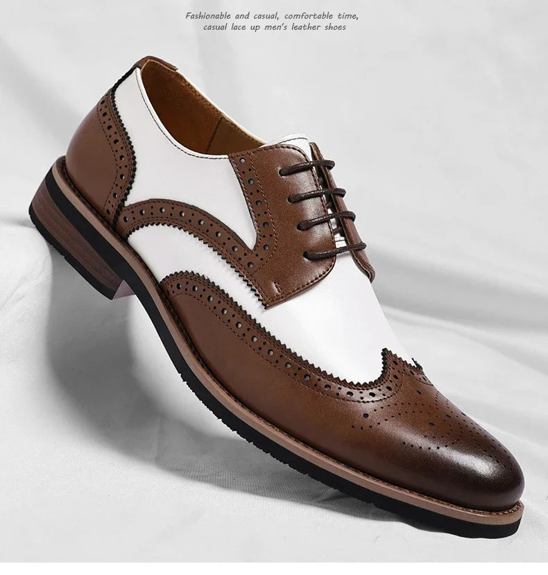 2026 New Brocker-carved Derby Men's Shoes Spring Summer New Business Formal Casual Shoes Male Fashion Big Size Leather Shoe Man