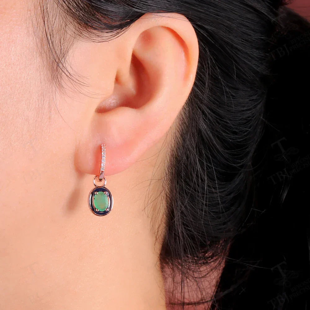 Unique fashion design of natural emerald 925 sterling silver earrings elegant and noble female anniversary & banquet gift