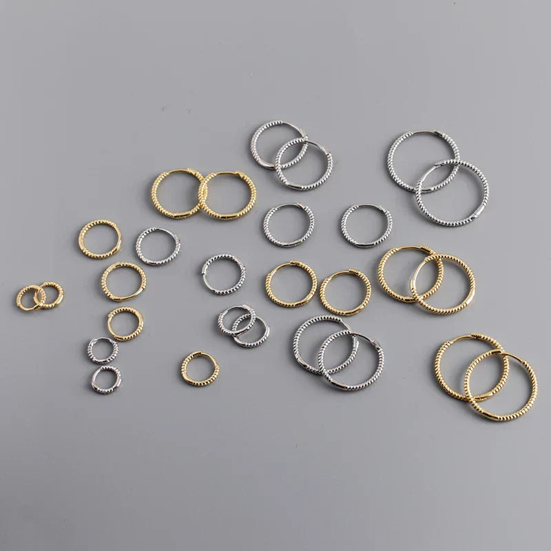 925 Sterling Silver Fashion Piercing Charm Twist Huggies Hoop Earrings for Women Rock Gothic Unisex Jewelry Ear Buckles