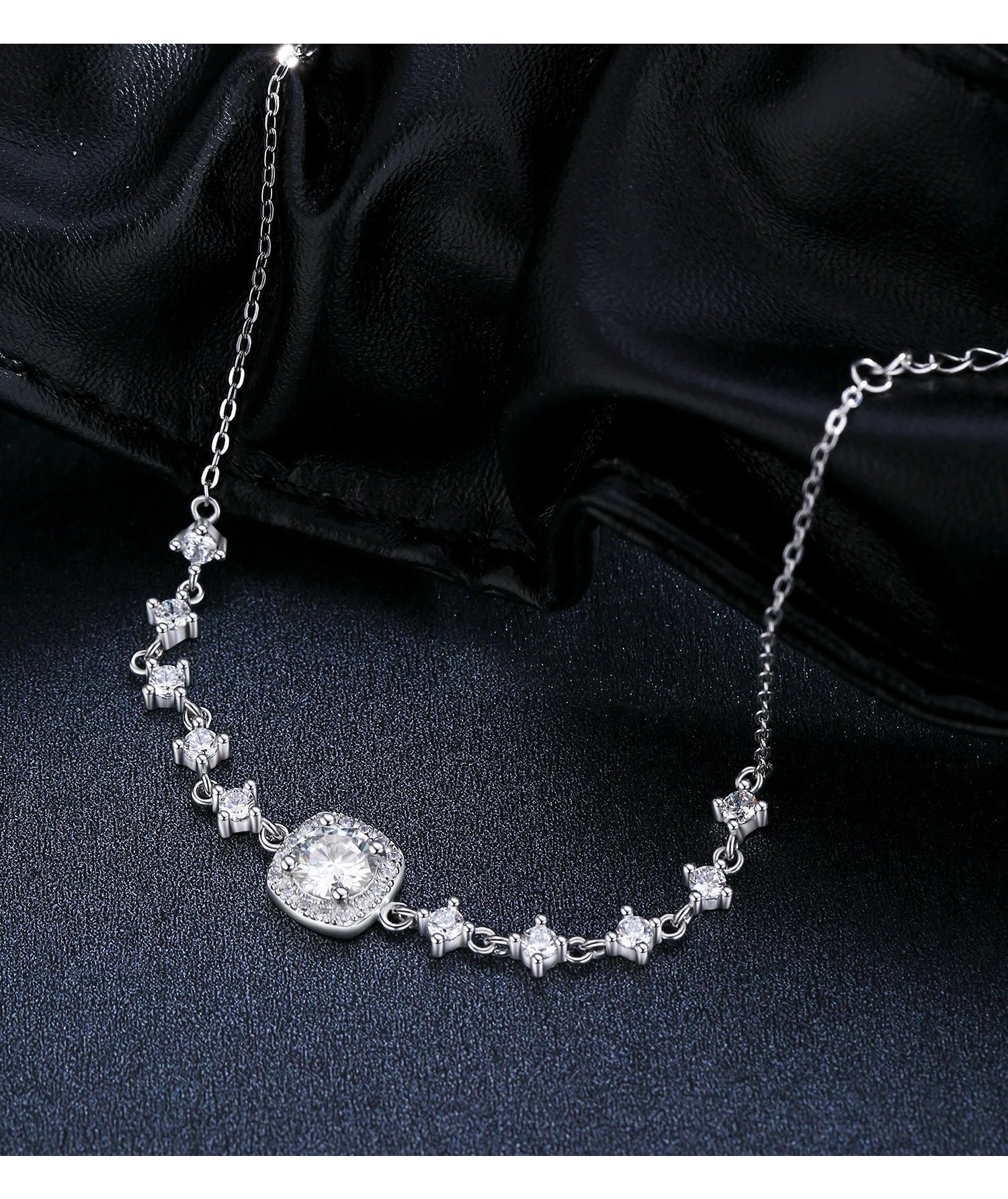 D Color Moissanite 925 Sterling Silver Luxury Geometric Charm Necklace Bracelet For Women Wedding Statement Jewelry Set