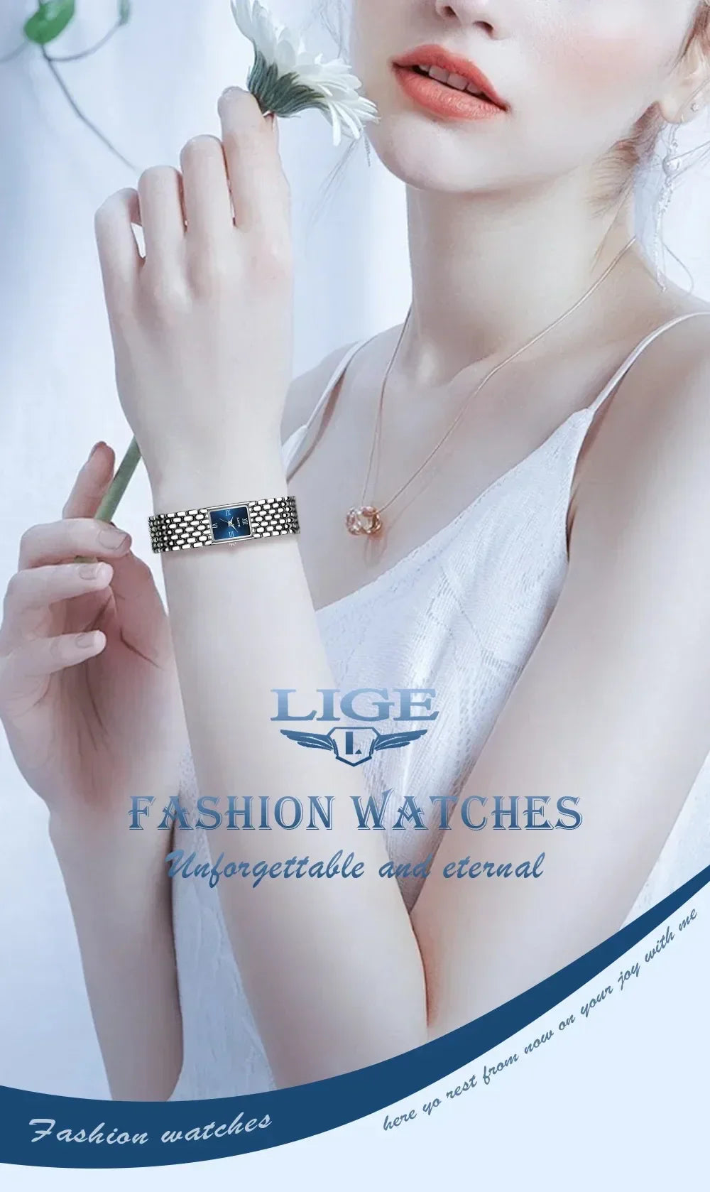 New Design Ladies Watch Fashion Quartz Wristwatch Silver Simple Square Women Watches Luxury Stainless Steel Folding Clock