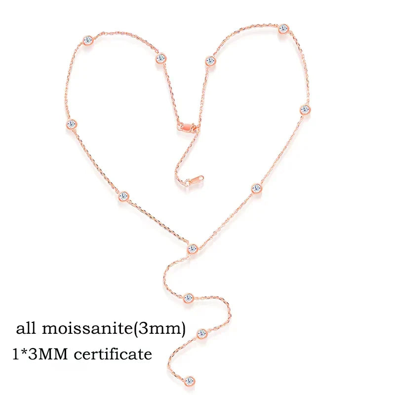 3MM Bubble Classic Moissanite Necklace Pendant for Women 18k Plated Female Necklace Pure S925 Silver Jewelry Wholesale
