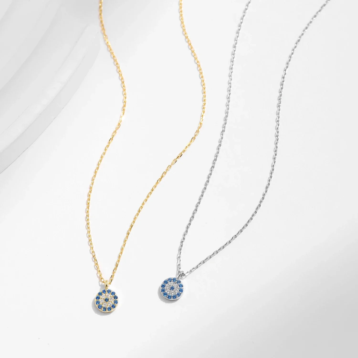 Blue Eye Necklace 925 Sterling Silver Zirconia Eyes Pendant Necklaces Trendy Link Chain Jewelry Gifts For Women Girls