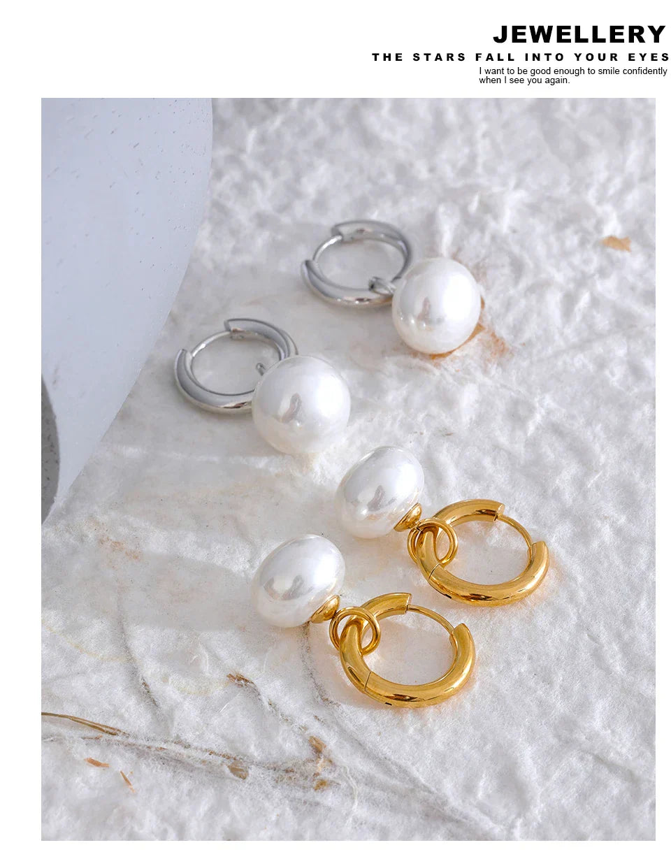 High Quality Imitation Pearls Drop Stainless Steel Golden Korean Hoop Earrings Charms Fashion Jewelry Bijoux Femme Gift