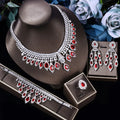 Luxury Elegant 4 PCS Necklace Earrings Bracelet Ring for Noble Luxury Women Bridal Wedding Party Show Jewelry Sets