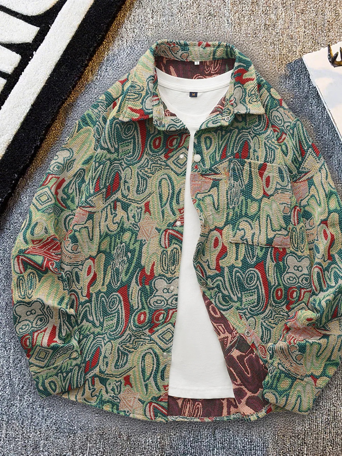 Spring and autumn new ethnic style printed long-sleeve jacket for men, high-end stylish trendy jacket