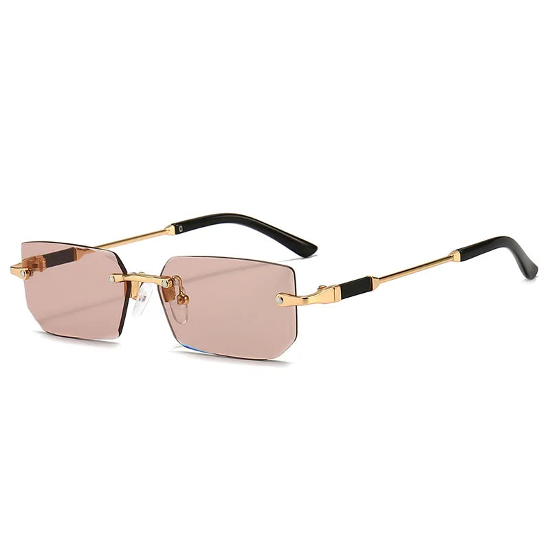 Fashion Rimless Rectangle Sunglasses Popular Women Men Shades Small Square Sun Glasses For Female Male Summer Traveling glasses