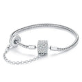 Authentic 925 Sterling Silver Basic Charm Bracelet with Safty Chain Women Beads and Pendant DIY Bracelet BSB103