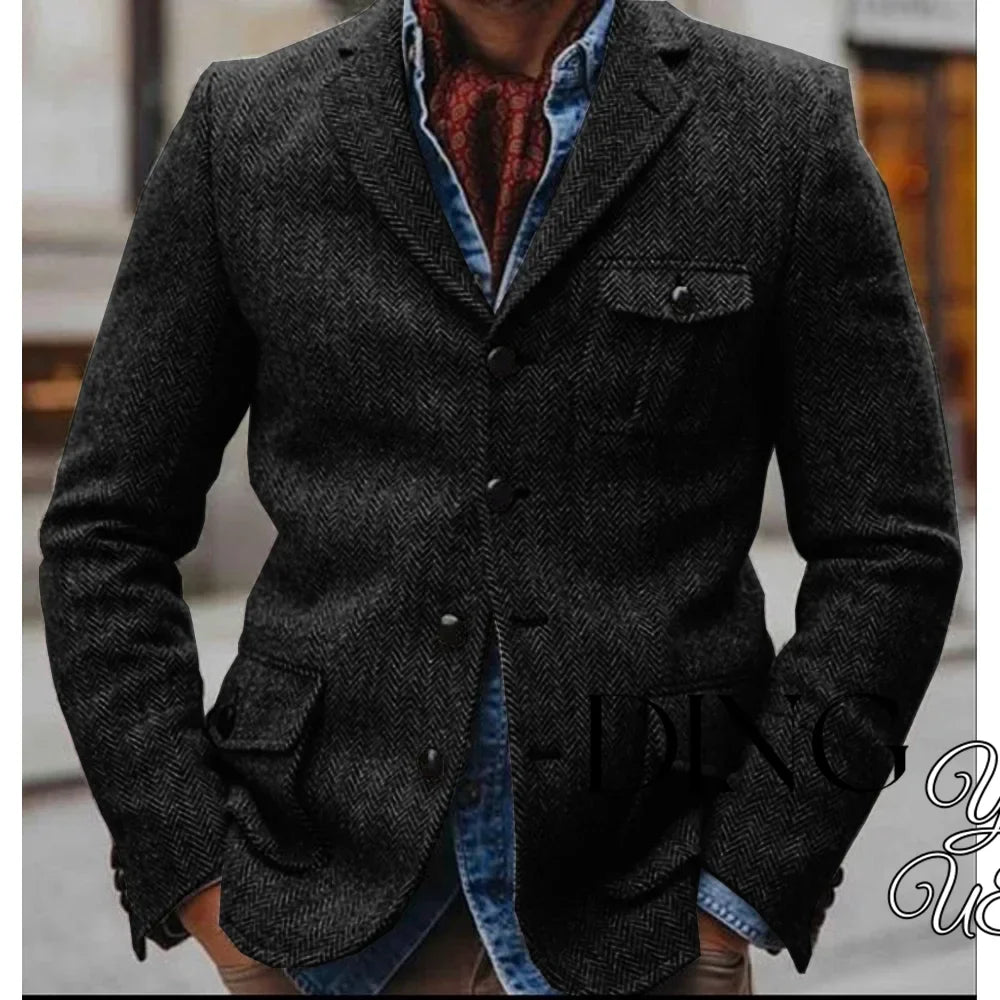 Hot Sale Men's Herringbone Jacket Slim Fit Single Breasted Man Suits Men's Suit Casual Blazers Male Coat With 3 Pockets