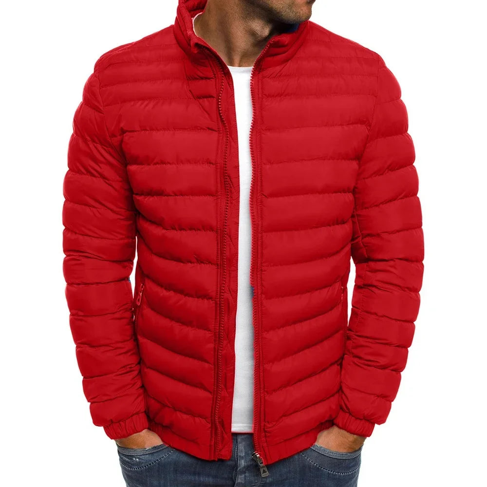 2025 Winter New Thick Men Warm Casual Men's Outwear Coats Solid Stand Collar Male Windbreak Cotton Padded Down Jacket