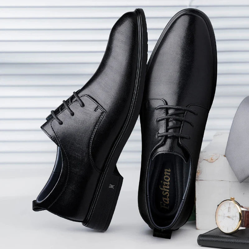 New Mens Formal Business Oxford Shoes Classic Leather Dress Shoes Wedding Office Casual Footwear Derby Shoes Male Sneakers