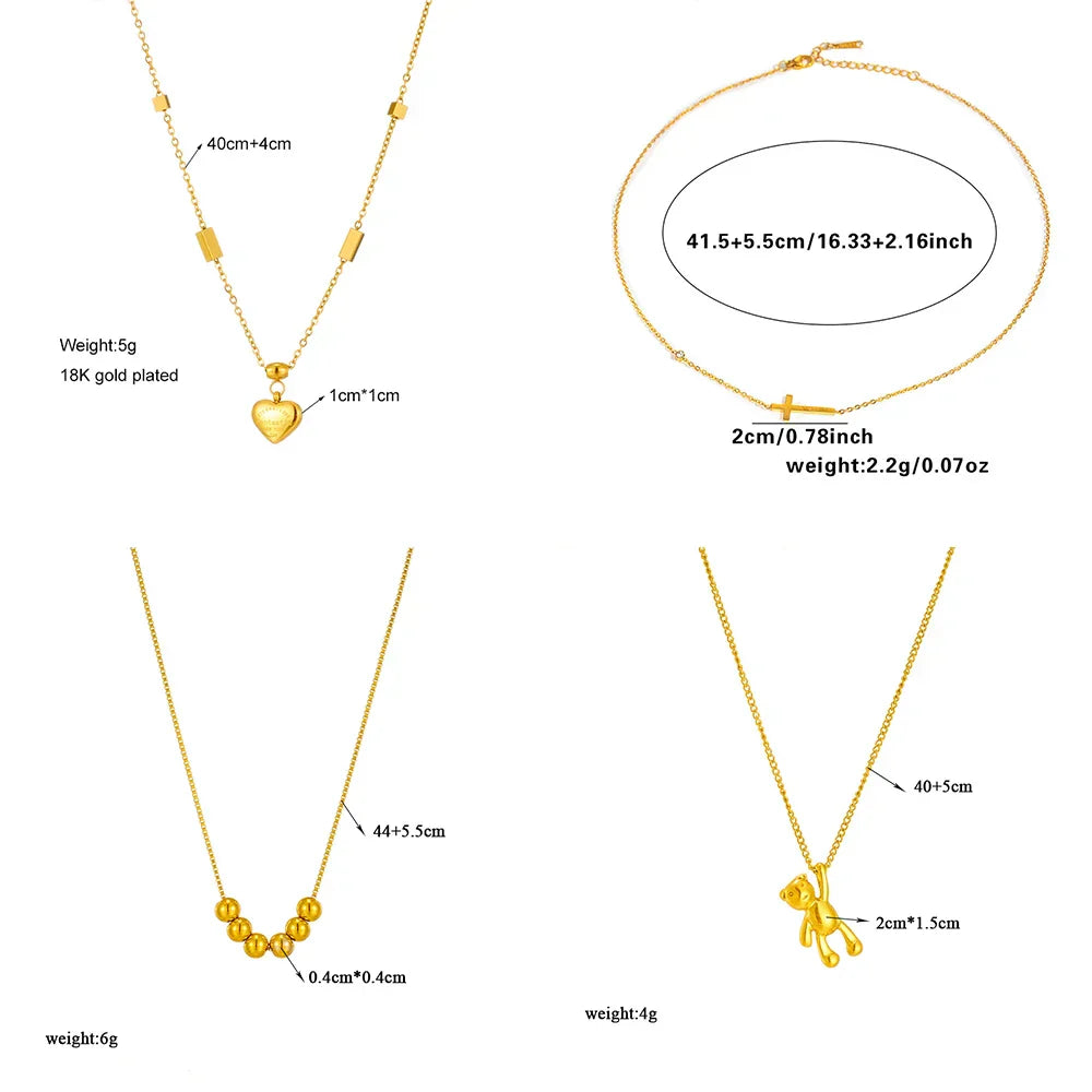 316L Stainless Steel Simple Heart Love Circular Tassel Necklace Lady Trend Fashion Clavicle Chain Jewelry Glamorous Gift