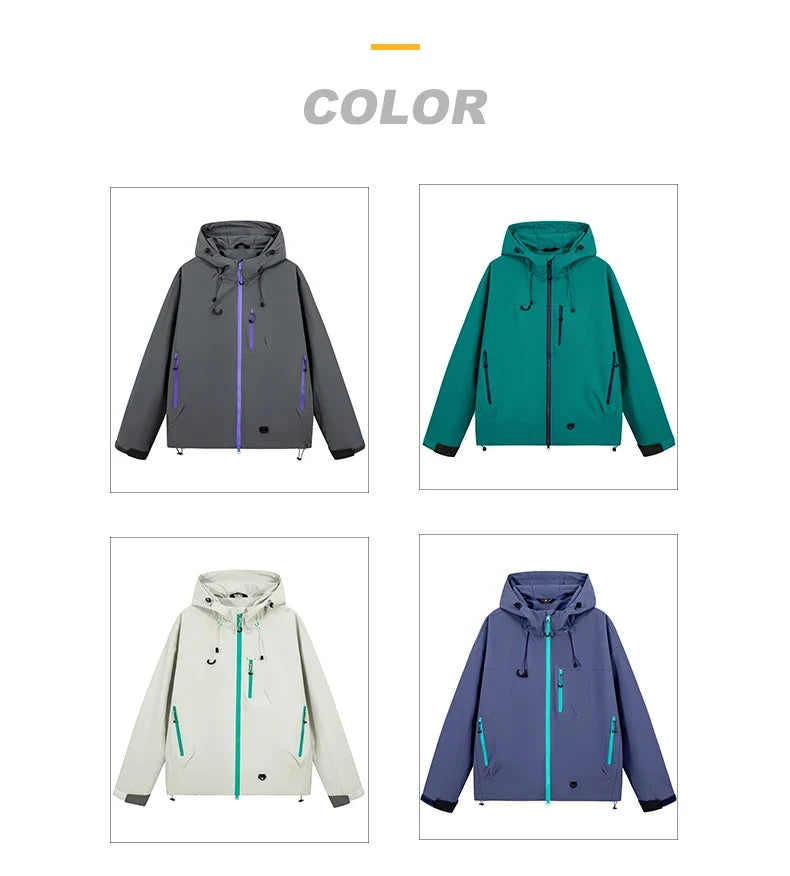 Men's Women's Waterproof Hiking Jacket Trekking Camping Mountaineering Windbreaker Unisex Outdoor Sport Windproof Rain Coat