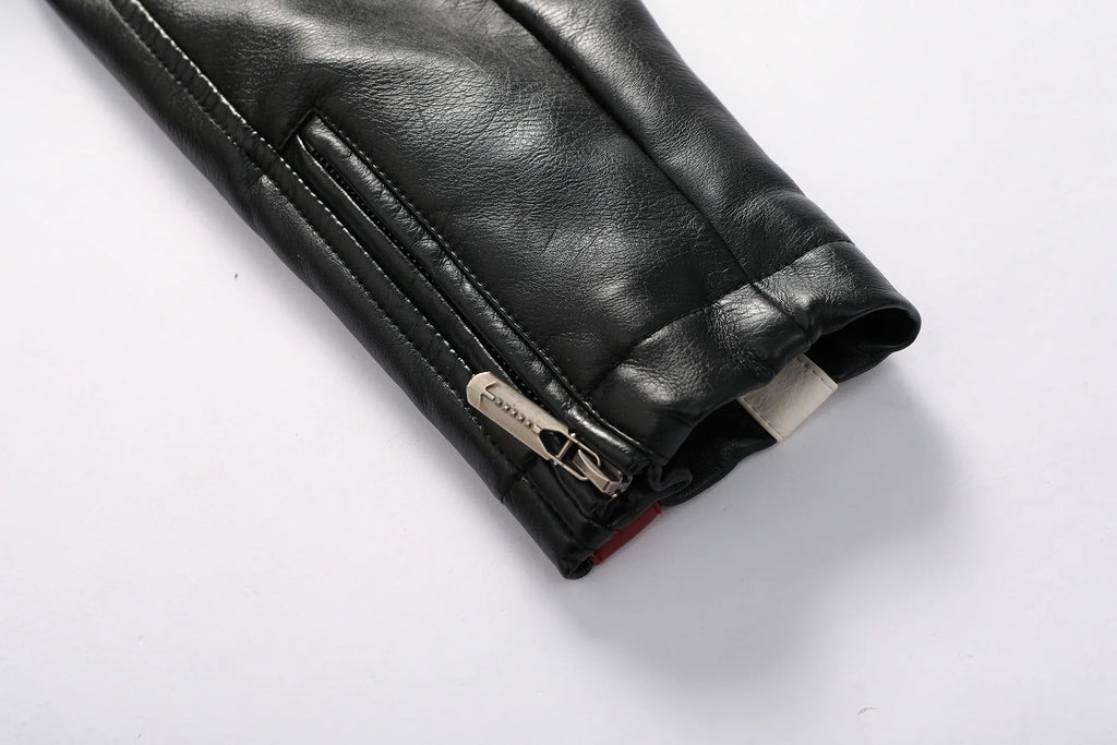 Men's Motorcycle Racing Suit PU Leather Label Color Jacket