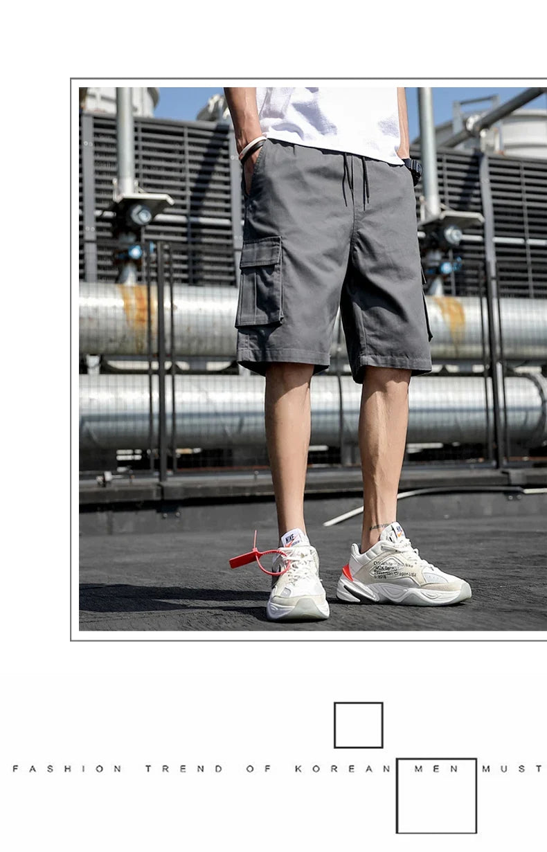 Plus Size Shorts Casual Summer Elastic Waist Cargo Short Men Streetwear Y2k Camouflage Fashion Bermuda Male Side Pocket Breeches