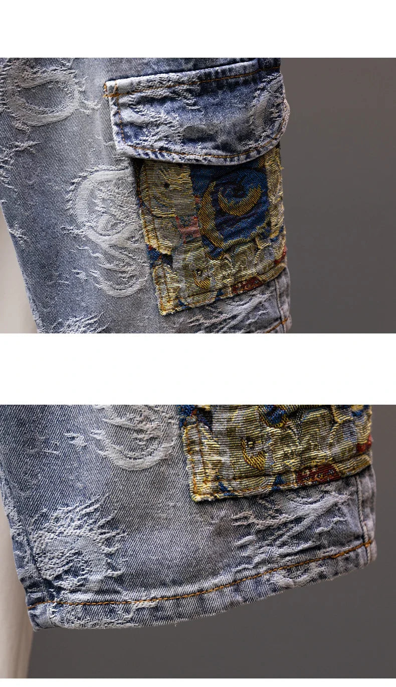 Printed Men's Clothing Denim Shorts Men Summer New Fashion Bermuda Jeans Street Wear Straight Personality Male Short Pants
