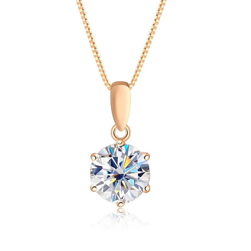 1CT 2CT D Color Moissanite Necklace for Women Flawless Sparkly Simulated Diamond Pendant Sterling Silver 925 Jewelry GRA