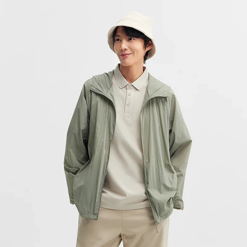 Jacket Men 2024 Summer New Coat Simple Solid Color Hooded Couple Wear Rotator Sleeve Light Sun Protective Clothing