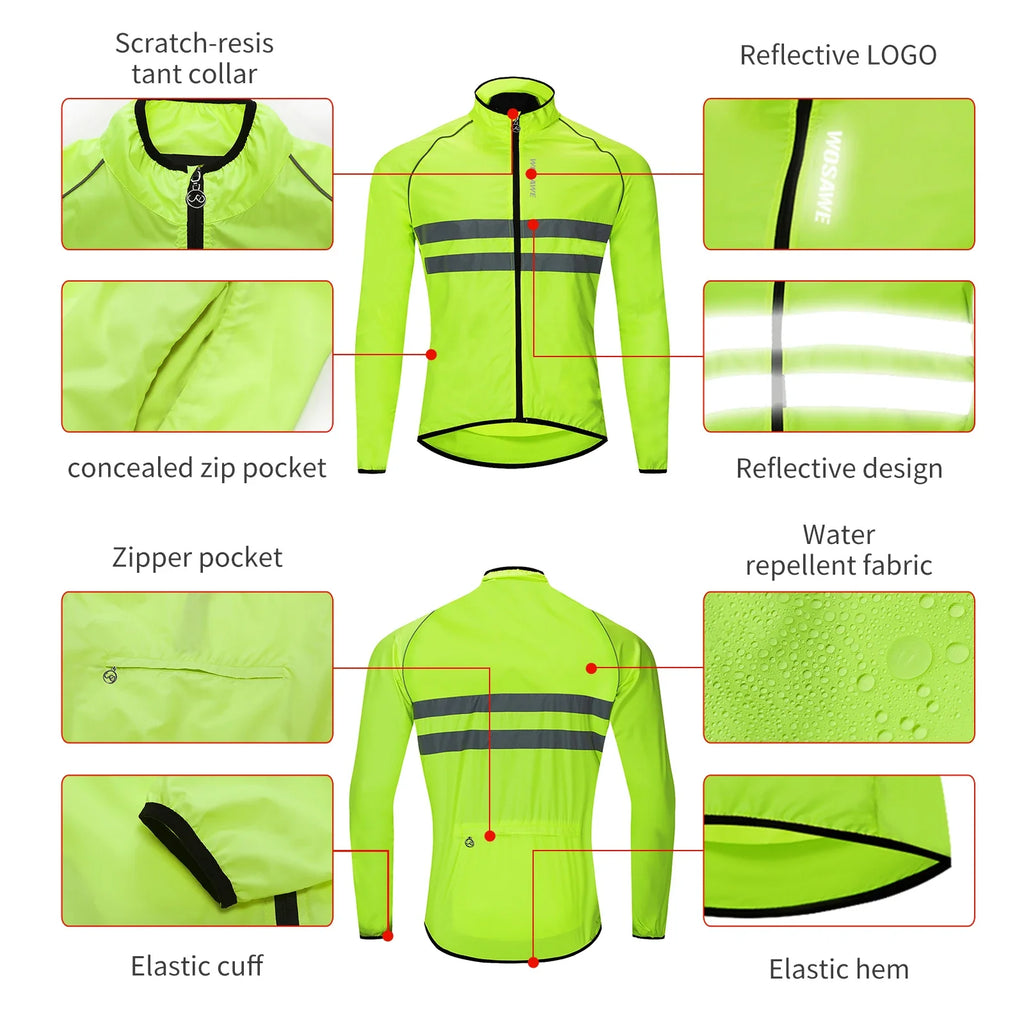 Wind Jacket Lightweight Cycling Windbreaker Windproof Bike Jacket Water Resistant Long Sleeve Jersey Wind Coat Vest