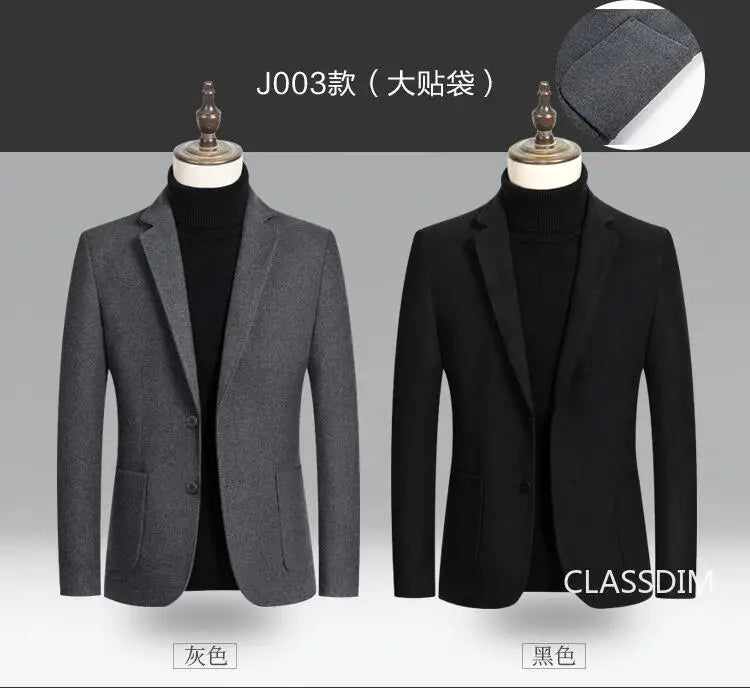 New Spring Men Cashmere Blazers Suits Jackets Business Casual Wool Suit Coats Quality Male Slim Fit Blazers Jackets Coats 4XL